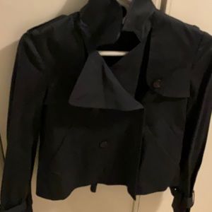 Theory petite cropped trench navy EUC